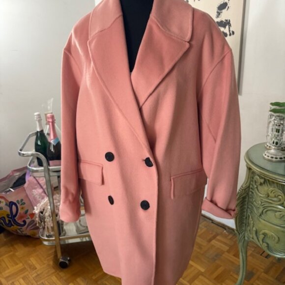 Zara pink wool double breasted coat - Picture 1 of 4